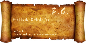 Poliak Orbán névjegykártya
